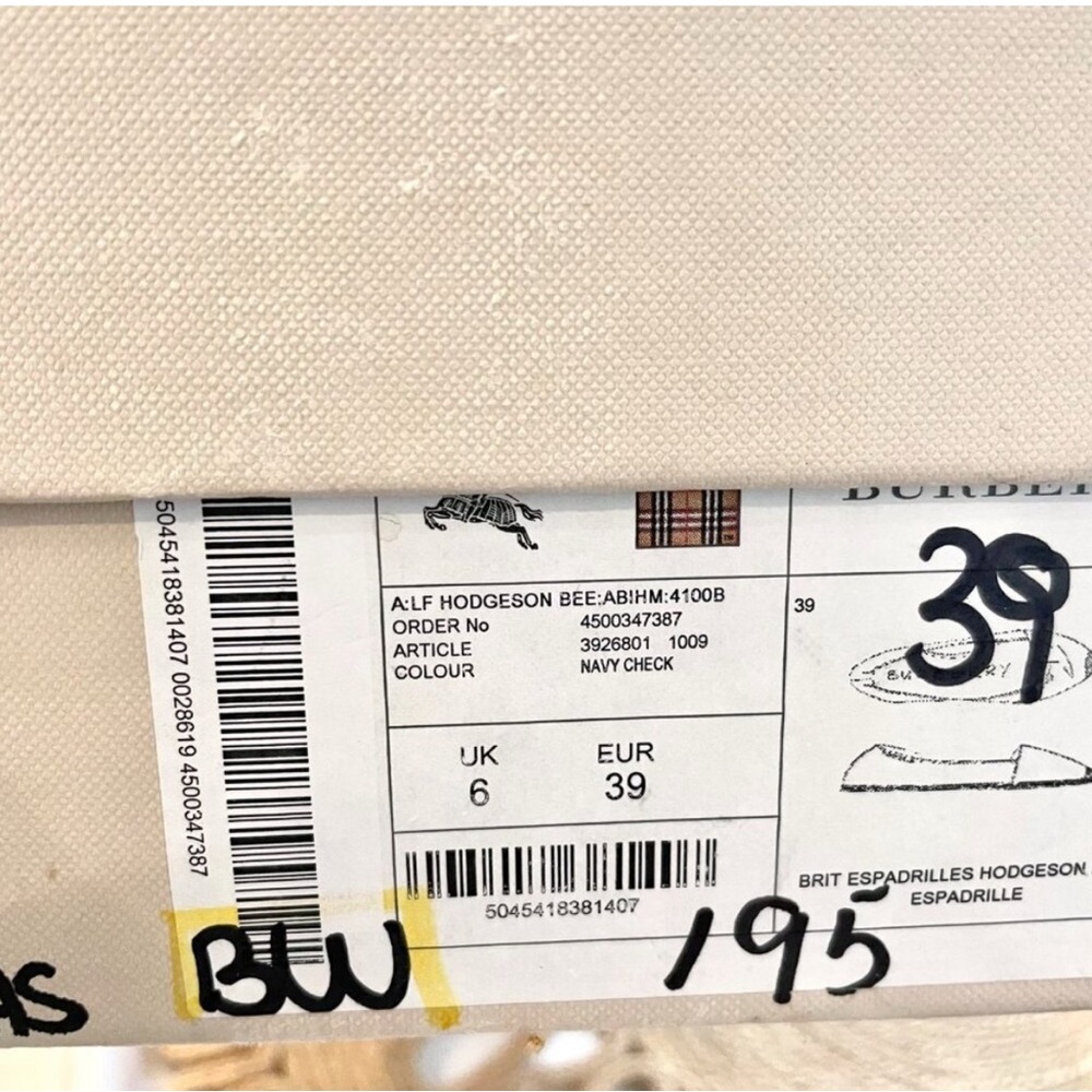 Burberry Hodgeson Women's Blue Beige Check Espadrilles Size EU 39 - Picture 7 of 8